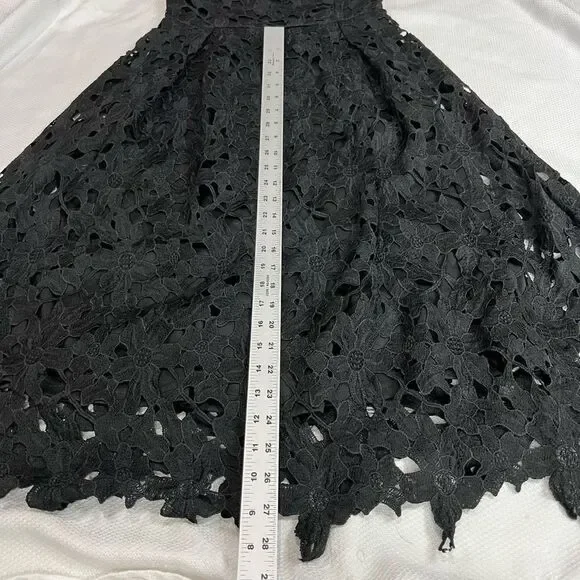 Alya Black Floral Crochet Sweetheart Neckline Sleeveless Dress